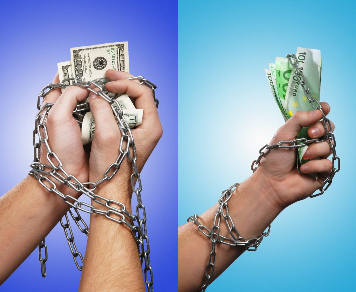 hands with money in chain
