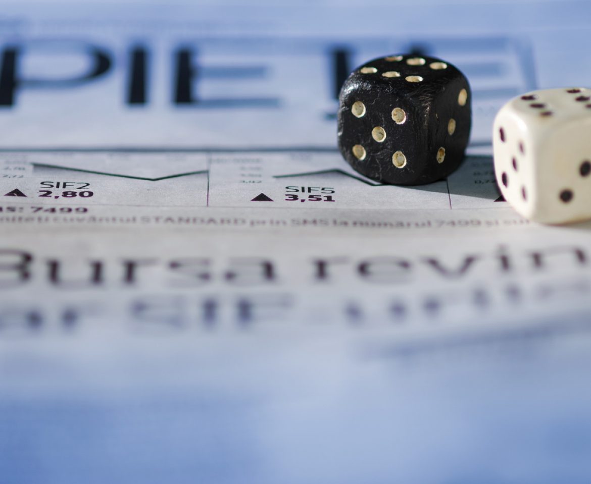 dice on business paper